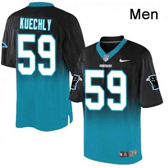 Mens Nike Carolina Panthers 59 Luke Kuechly Elite BlackBlue Fadeaway NFL Jersey